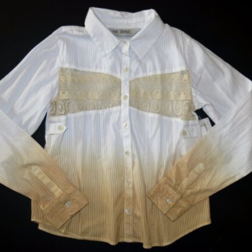 Jak & Peppar by Mustard Pie Girls Ombre Button Down Shirt Top Boho Lace Size 7